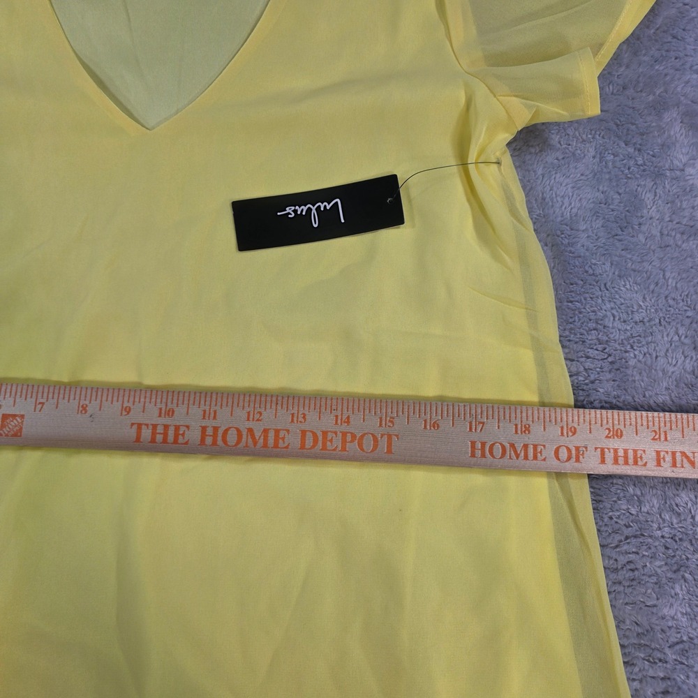 Lulus Freestyle Sheer Sleeve Shift Dress Bright Yellow Chiffon XS Women Mini - Picture 7 of 9
